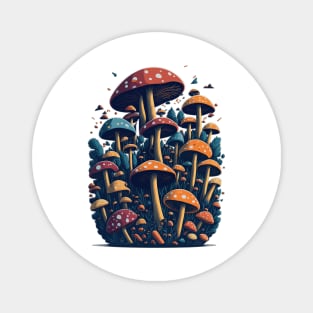 Сolorful mushrooms in hippie style Magnet